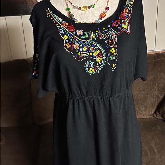 RXB~ Boho Multi-Color Beaded Size Large Dress - Picture 2 of 16